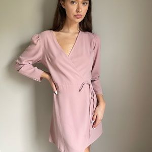 Topshop Pastel Blush  Pink Long Sleeved Wrap Dress US size 6